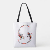 Zwarte en rode Japanse Koi visartistiek Tote Bag (Achterkant)