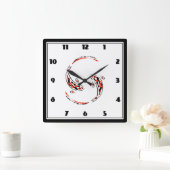 Zwarte en rode Japanse Koi visartistiek Vierkante Klok (Huis)