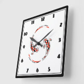 Zwarte en rode Japanse Koi visartistiek Vierkante Klok (Hoek)