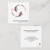 Zwarte en rode Japanse Koi visartistiek Vierkante Visitekaartje (Voorkant / Achterkant)