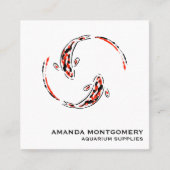 Zwarte en rode Japanse Koi visartistiek Vierkante Visitekaartje (Voorkant)