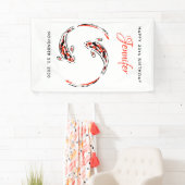 Zwarte en rode Japanse Koi Visartistieke feestdag Spandoek (Insitu)