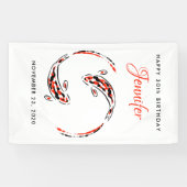 Zwarte en rode Japanse Koi Visartistieke feestdag Spandoek (Horizontaal)