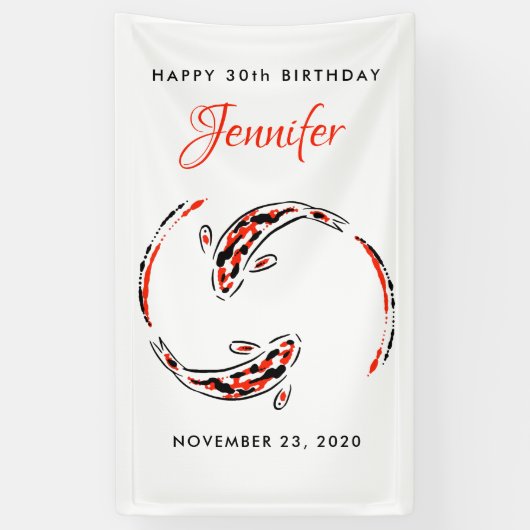 Zwarte en rode Japanse Koi Visartistieke feestdag Spandoek (Verticaal)