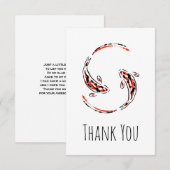 Zwarte en rode Japanse Koi vispaar Bedankkaart (Voorkant / Achterkant)