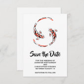 Zwarte en rode Japanse Koi vispaar Save The Date (Voorkant / Achterkant)