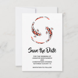 Zwarte en rode Japanse Koi vispaar Save The Date