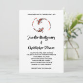 Zwarte en rode Japanse koi vispairbruiloft Kaart (Staand voorkant)