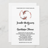 Zwarte en rode Japanse koi vispairbruiloft Kaart (Voorkant / Achterkant)