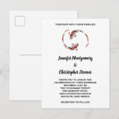 Zwarte en rode Japanse koi vispairbruiloft Uitnodiging Briefkaart (Voorkant / Achterkant)