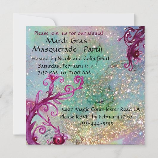 ZWARTE EN RODE JESTER MASK, Masquerade Party Black Kaart (Achterkant)