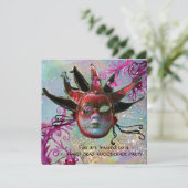 ZWARTE EN RODE JESTER MASK, Masquerade Party Gold Kaart (Staand voorkant)