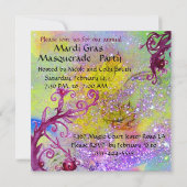 ZWARTE EN RODE JESTER MASK , Masquerade Party Kaart (Achterkant)