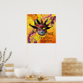 ZWARTE EN RODE JESTER MASK , Masquerade Party Poster (Keuken)