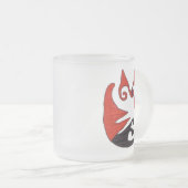 Zwarte en rode kat matglas koffiemok (Voorkant rechts)