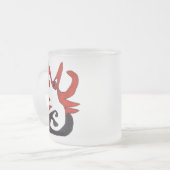 Zwarte en rode kat matglas koffiemok (Voorkant links)