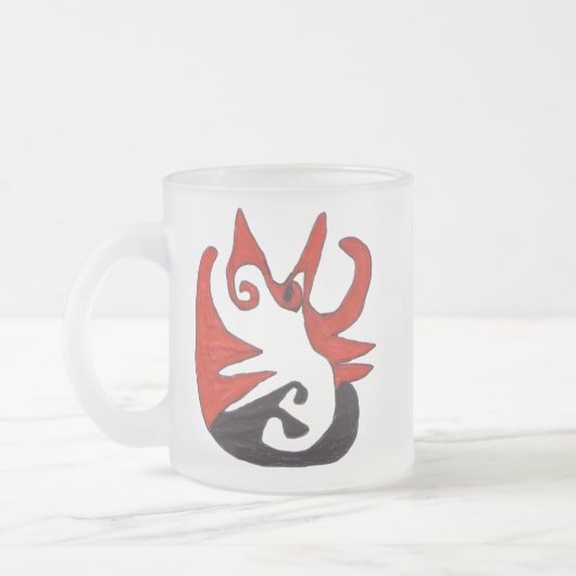 Zwarte en rode kat matglas koffiemok (Links)