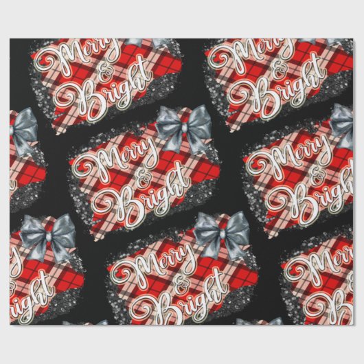 Zwarte en rode kerst cadeaupapier (Vlak)