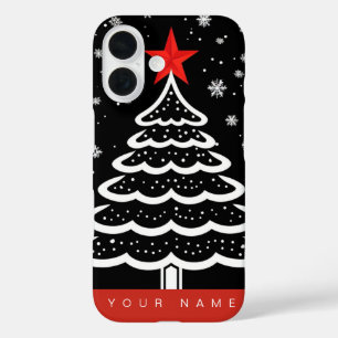Zwarte en rode kerst iPhone 16 hoesje