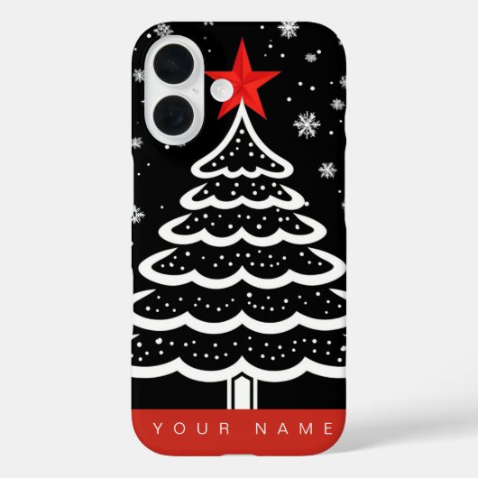 Zwarte en rode kerst Case-Mate iPhone case (Achterkant)