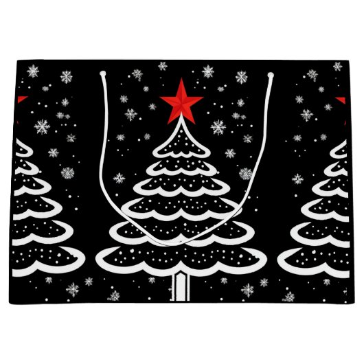 Zwarte en rode kerst groot cadeauzakje (Voorkant)