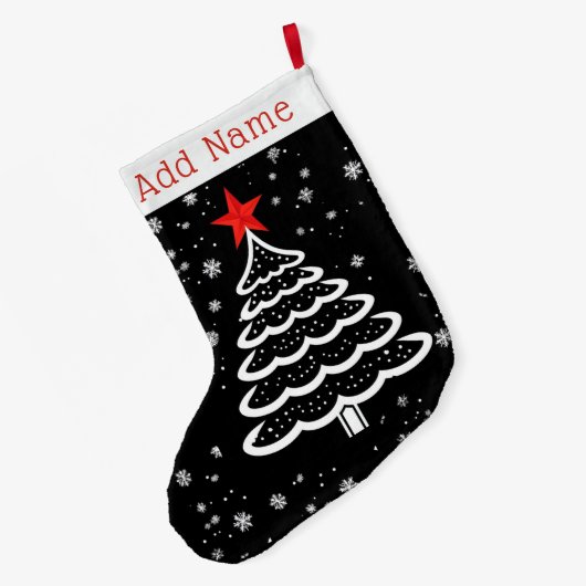 Zwarte en rode kerst grote kerstsok (Achterkant (Hangend))