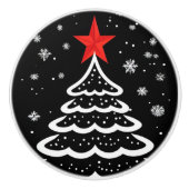 Zwarte en rode kerst keramische knop (Voorkant)