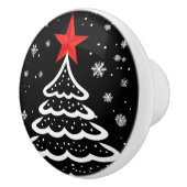 Zwarte en rode kerst keramische knop (Rechts)