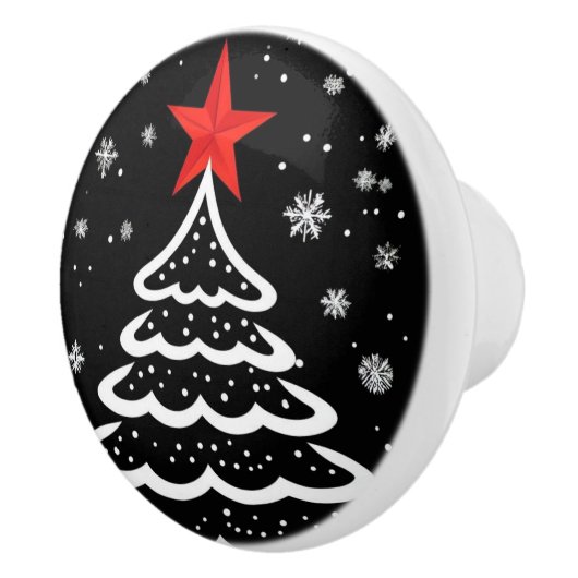 Zwarte en rode kerst keramische knop (Rechts)