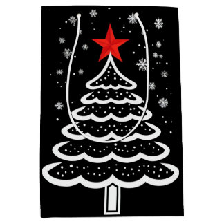 Zwarte en rode kerst medium cadeauzakje