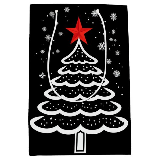 Zwarte en rode kerst medium cadeauzakje (Voorkant)