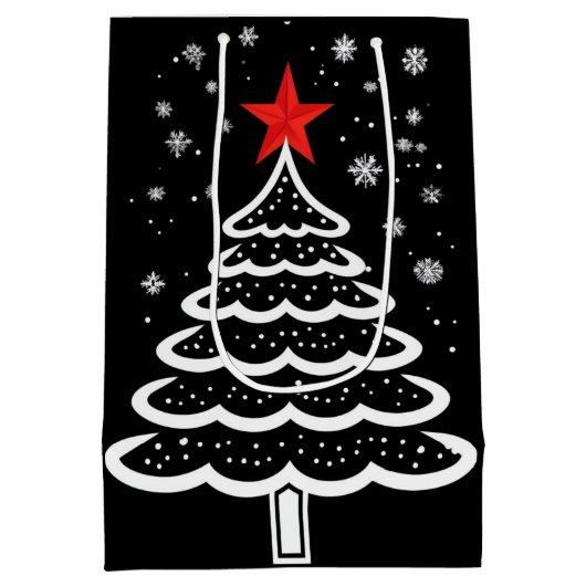 Zwarte en rode kerst medium cadeauzakje (Achterkant)