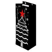 Zwarte en rode kerst wijn cadeautas (Achterkant Gekanteld)