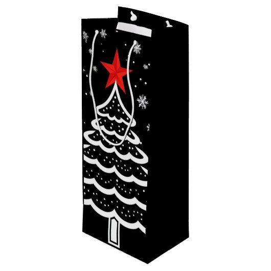 Zwarte en rode kerst wijn cadeautas (Achterkant Gekanteld)
