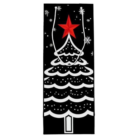 Zwarte en rode kerst wijn cadeautas (Achterkant)