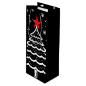 Zwarte en rode kerst wijn cadeautas (Voorkant Gekanteld)
