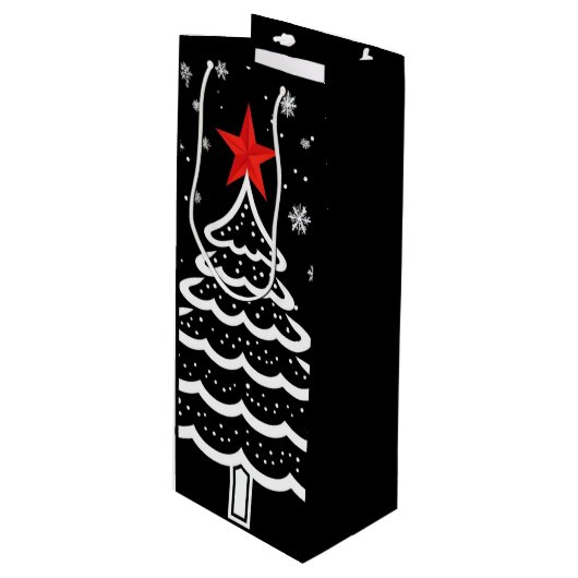 Zwarte en rode kerst wijn cadeautas (Voorkant Gekanteld)