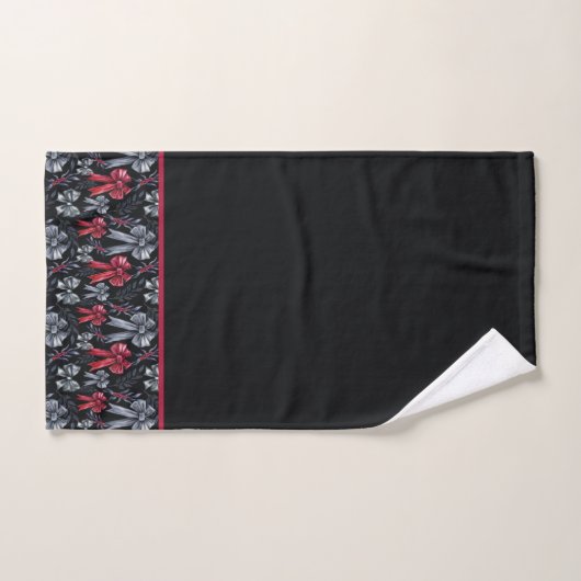 Zwarte en rode kerstbogen bad handdoek (Handdoek)