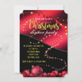 Zwarte en rode kerstdiner uitnodiging (Voorkant)