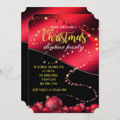 Zwarte en rode kerstdiner uitnodiging (Voorkant / Achterkant)
