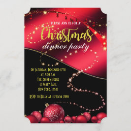 Zwarte en rode kerstdiner uitnodiging