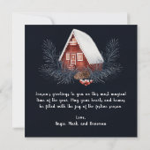 Zwarte en rode kerstkaart met fotofeestdag (Achterkant)