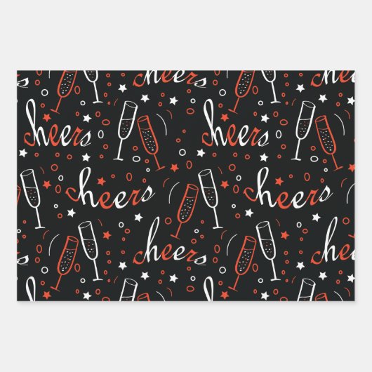 Zwarte en rode Kerstmis Inpakpapier Vel (Voorkant 3)