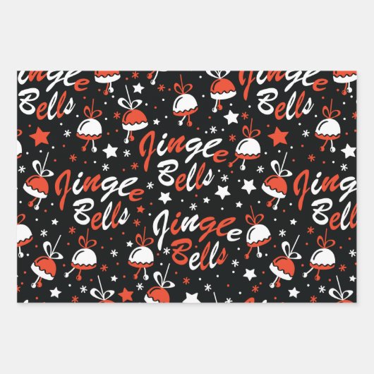 Zwarte en rode Kerstmis Inpakpapier Vel (Voorkant 2)