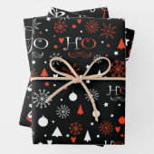 Zwarte en rode Kerstmis Inpakpapier Vel (In situ)