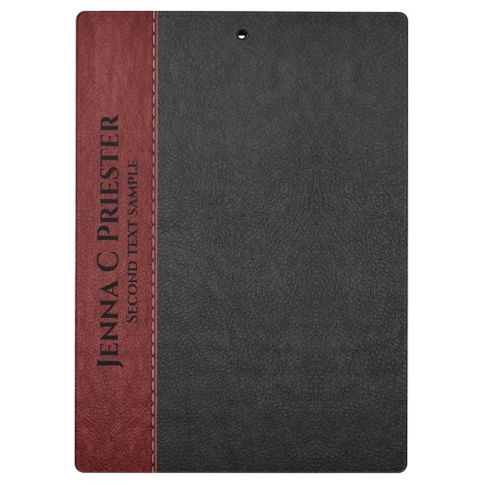 Zwarte en rode kunstleder klembord (Achterkant)