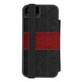 Zwarte en rode lederen textuur incipio iPhone portemonnee hoesje (Agenda Achterkant)