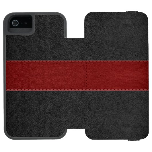 Zwarte en rode  lederen textuur incipio iPhone portemonnee hoesje (Agenda Open)