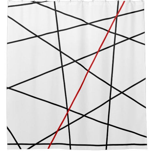 Zwarte en rode lijnen douchegordijn (Voorkant)