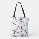 Zwarte en rode lijnen tote bag (Achterkant)